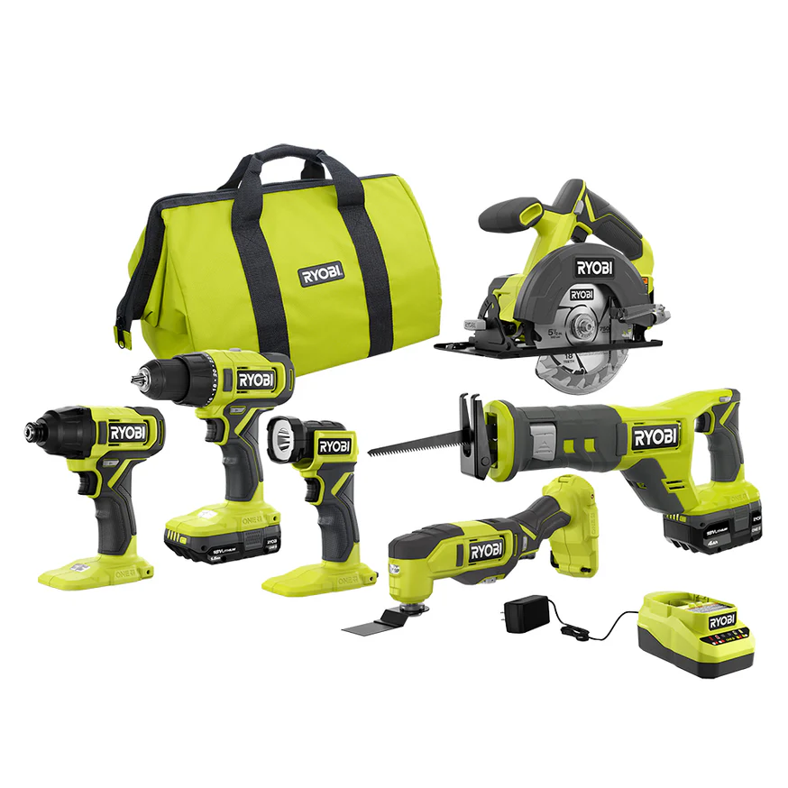 Kit VORX 18V VORX+ com 6 Ferramentas Sem Fios, 2 Baterias, Carregador e Bolsa