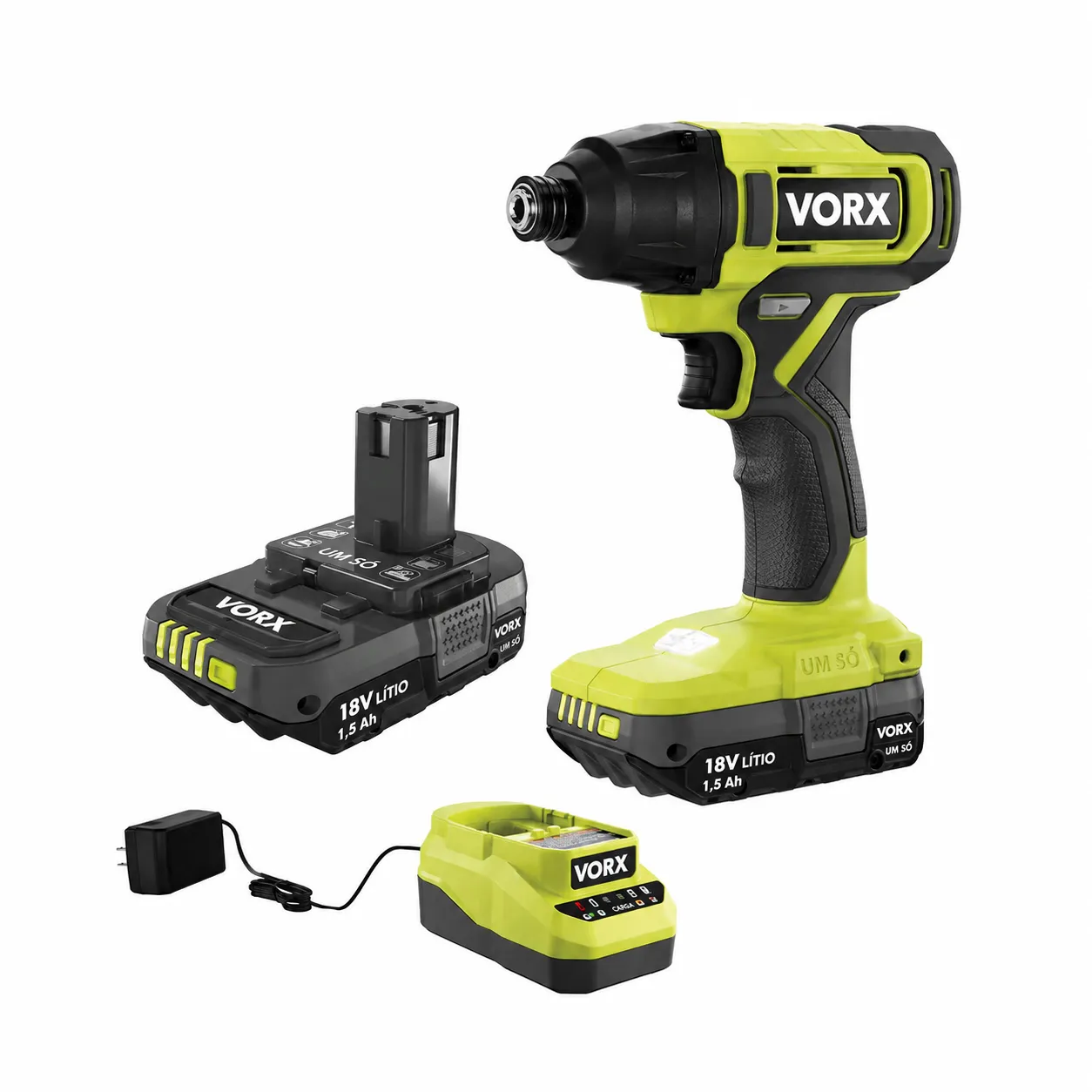 Aparafusadora de Impacto VORX 18V VORX+ 1/4" com 2 Baterias e Carregador