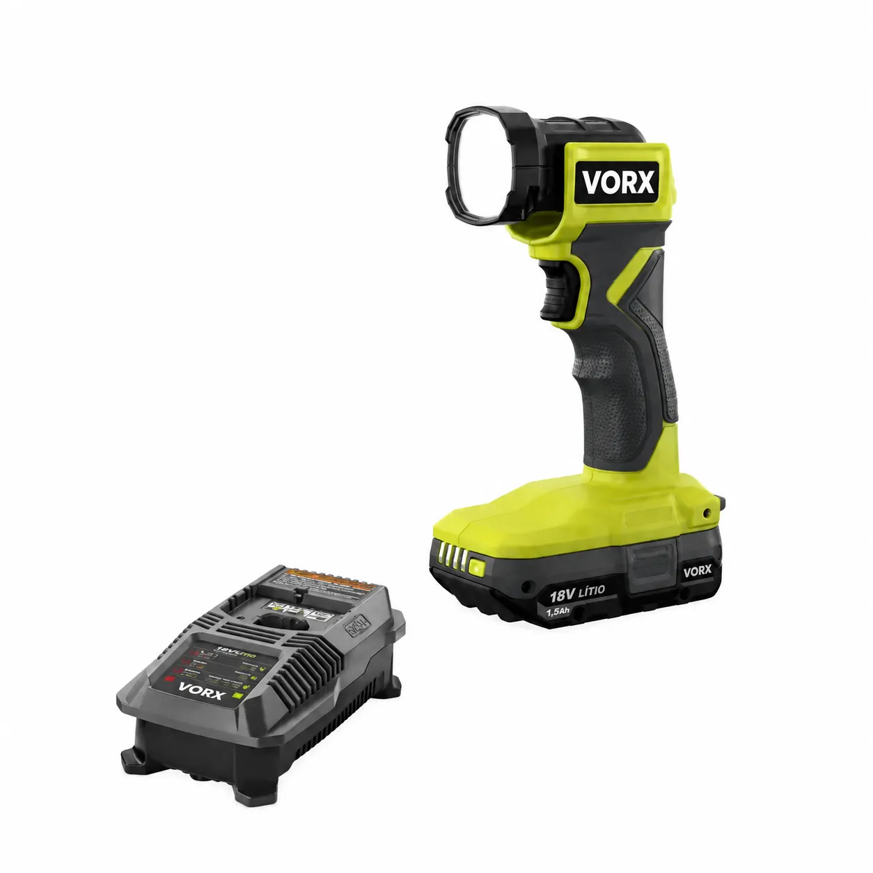 Lanterna LED VORX 18V VORX+ com Bateria 1,5 Ah e Carregador